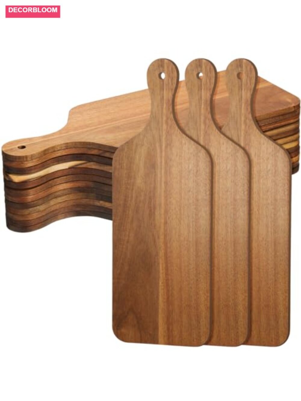 12 Pc Acacia Wood Cutting Board Set with Handle Charcuterie Serving Boards
